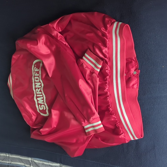 Men's Smirnoff Red Satin Varsity Bomber Jacket XXL - Picture 3 of 7
